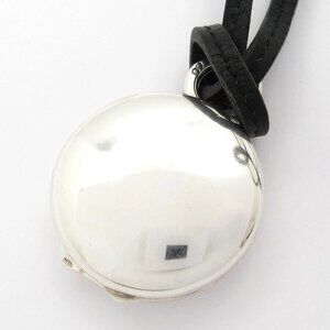 HERMES - Silver Black Leather Necklace